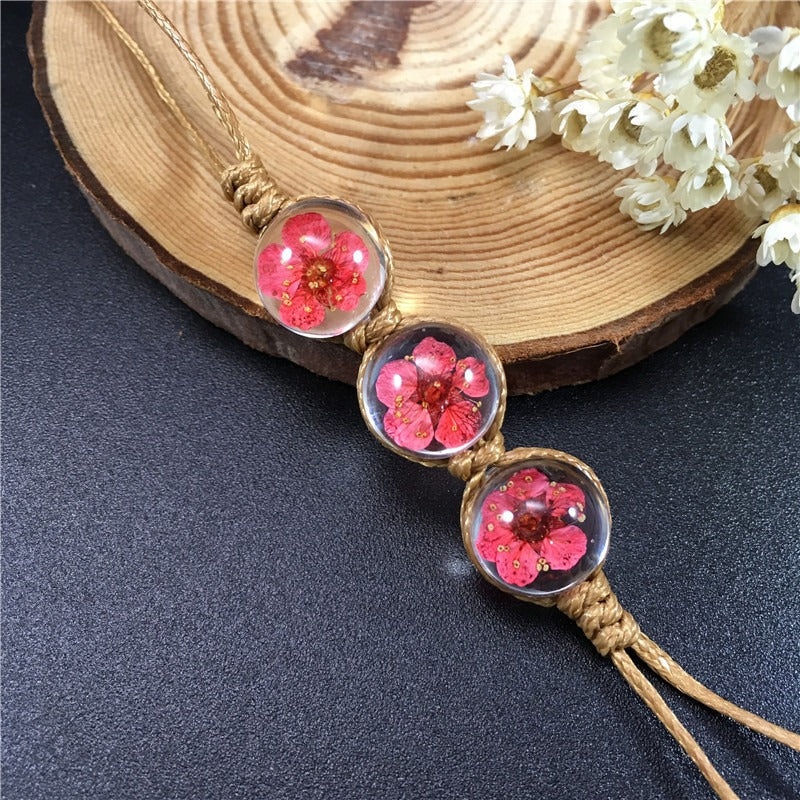 Wholesale Dried Flower Bracelet&Time Gemstone Narcissus Eternal Flower Weaving Bracelet